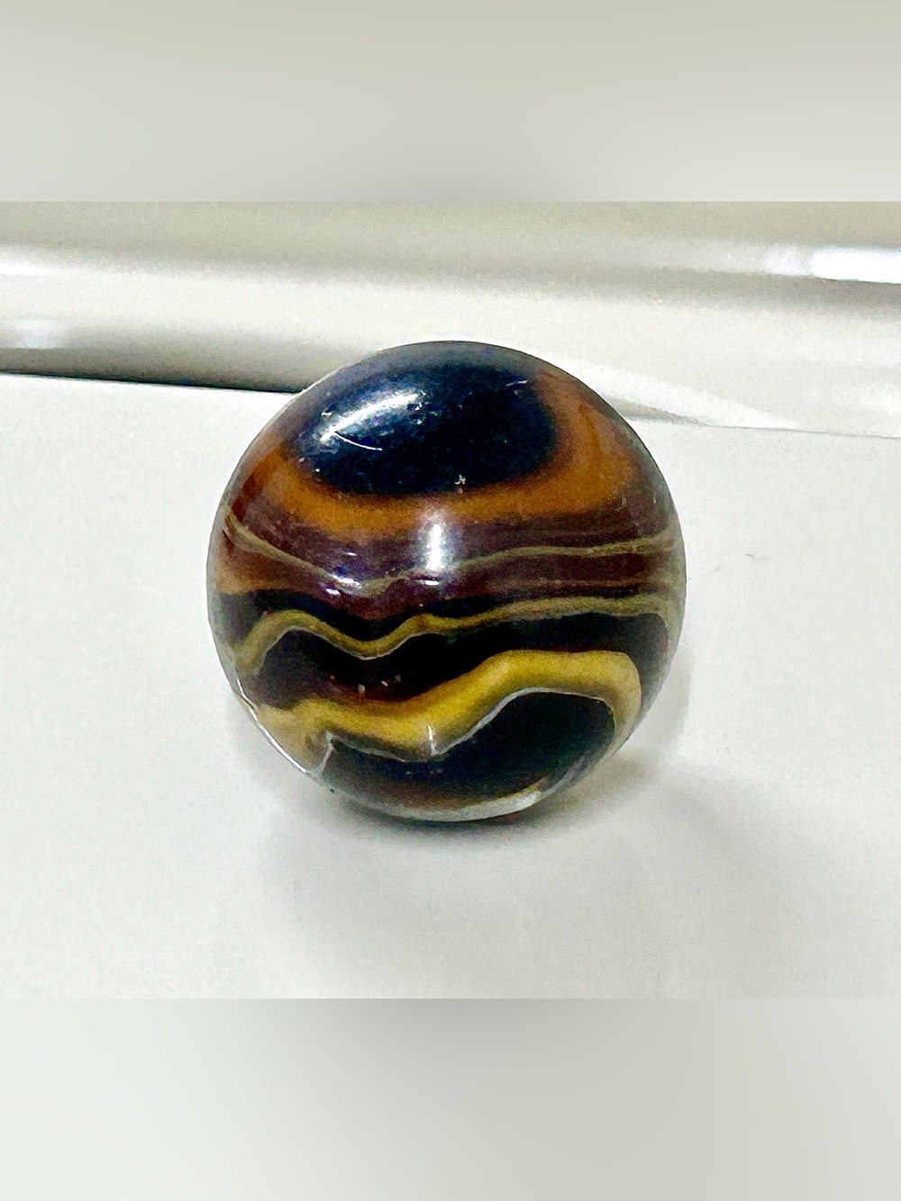 19th Century Antique M F Christensen Agate Swirl Boulder Cow Eye Marble